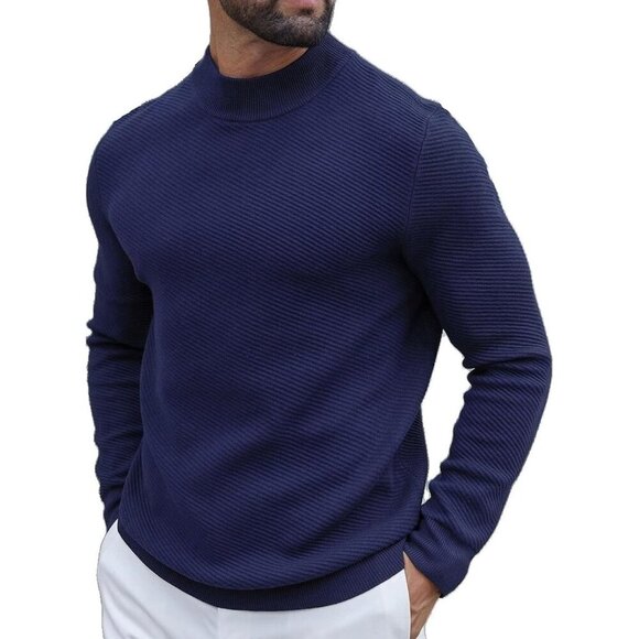 Coofandy Other - Coofandy Men Blue Purple Mock Turtleneck Knitted Half Neck Pullover Sweaters
